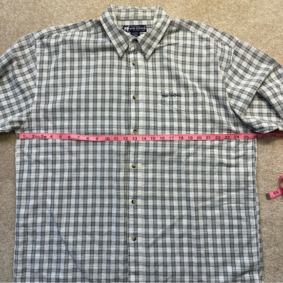 VINTAGE Big Dogs Shirt Mens Extra Large White Beige Checker Button Up Casual - Picture 6 of 10